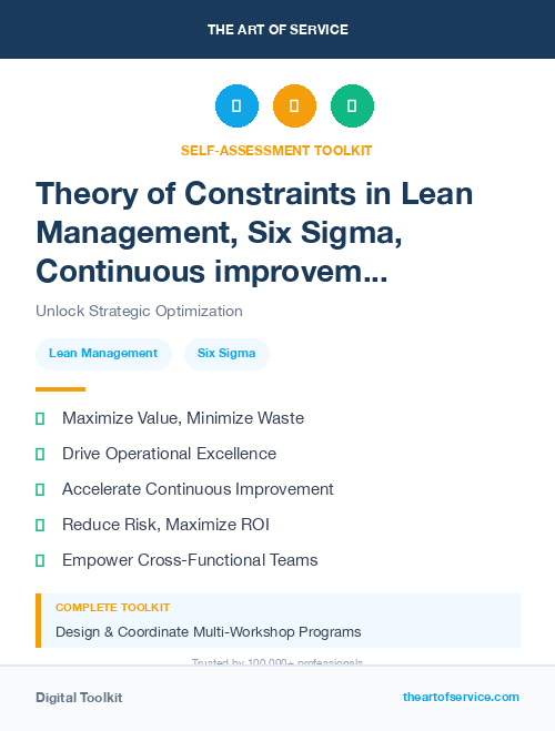 Theory of Constraints in Lean Management, Six Sigma, Continuous improvement Introduction
