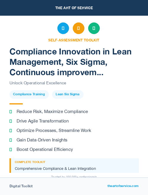 Compliance Innovation in Lean Management, Six Sigma, Continuous improvement Introduction