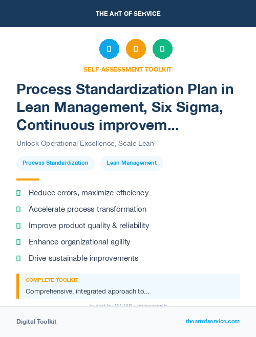 Process Standardization Plan in Lean Management, Six Sigma, Continuous improvement Introduction