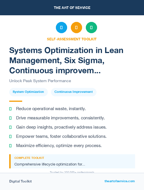 Systems Optimization in Lean Management, Six Sigma, Continuous improvement Introduction