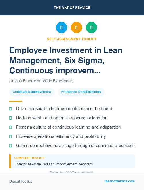 Employee Investment in Lean Management, Six Sigma, Continuous improvement Introduction