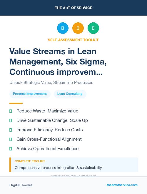 Value Streams in Lean Management, Six Sigma, Continuous improvement Introduction