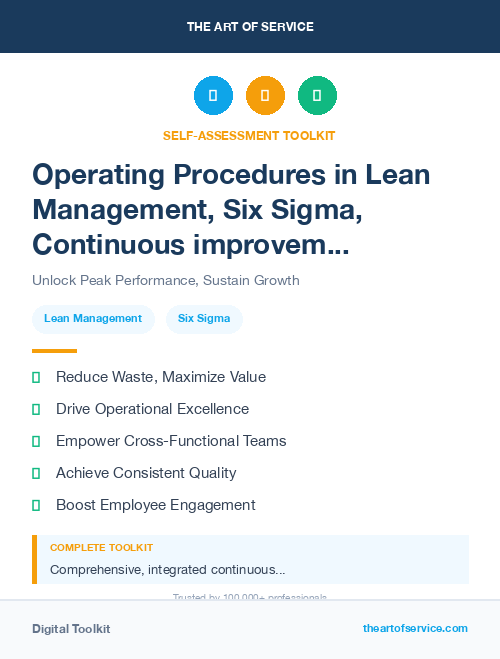 Operating Procedures in Lean Management, Six Sigma, Continuous improvement Introduction