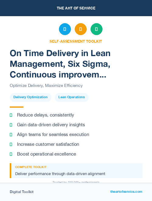 On Time Delivery in Lean Management, Six Sigma, Continuous improvement Introduction