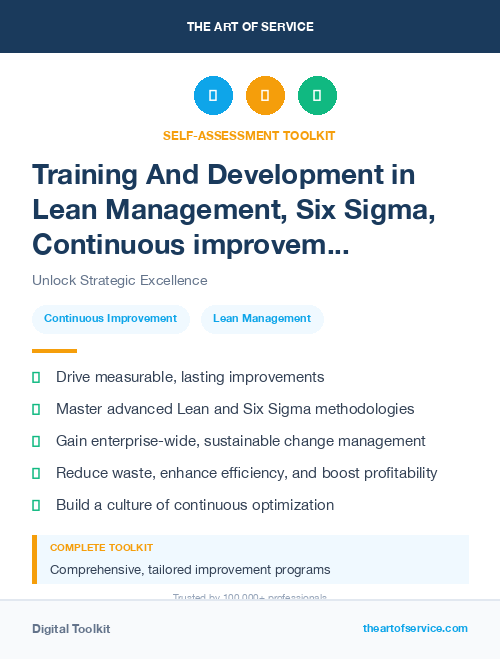 Training And Development in Lean Management, Six Sigma, Continuous improvement Introduction