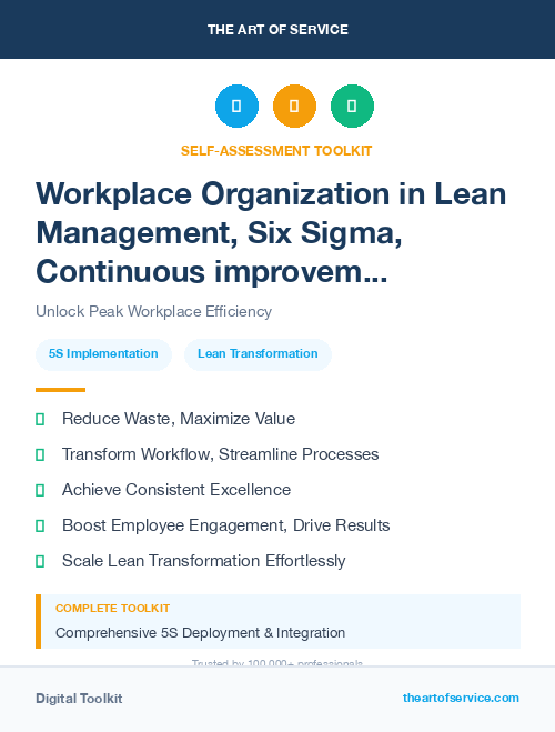 Workplace Organization in Lean Management, Six Sigma, Continuous improvement Introduction
