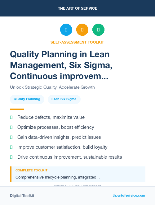 Quality Planning in Lean Management, Six Sigma, Continuous improvement Introduction
