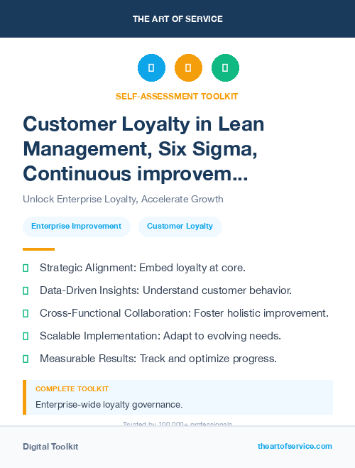 Customer Loyalty in Lean Management, Six Sigma, Continuous improvement Introduction