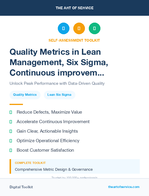 Quality Metrics in Lean Management, Six Sigma, Continuous improvement Introduction