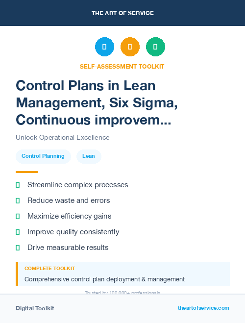 Control Plans in Lean Management, Six Sigma, Continuous improvement Introduction