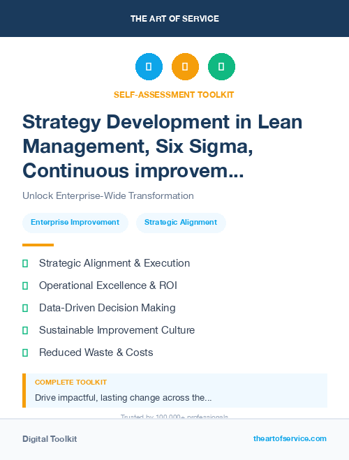 Strategy Development in Lean Management, Six Sigma, Continuous improvement Introduction