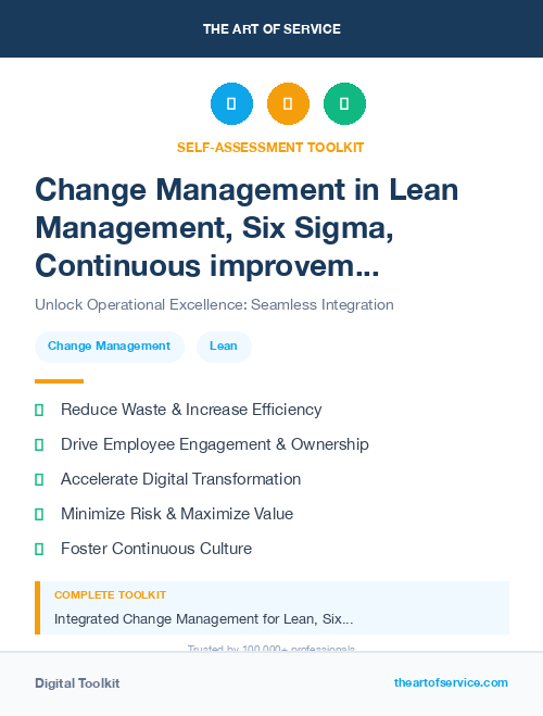 Change Management in Lean Management, Six Sigma, Continuous improvement Introduction