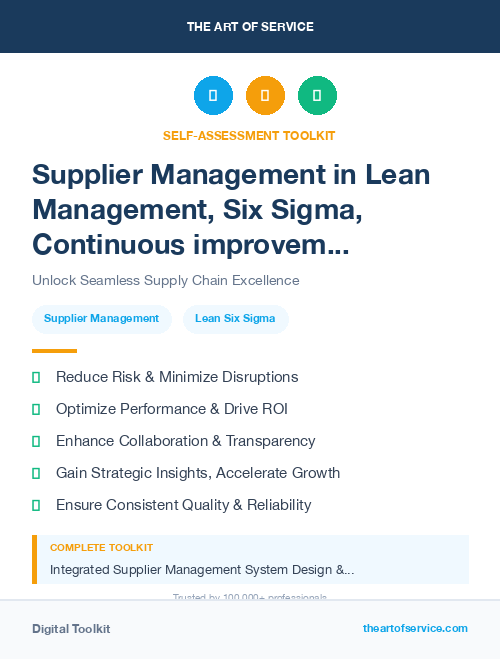 Supplier Management in Lean Management, Six Sigma, Continuous improvement Introduction