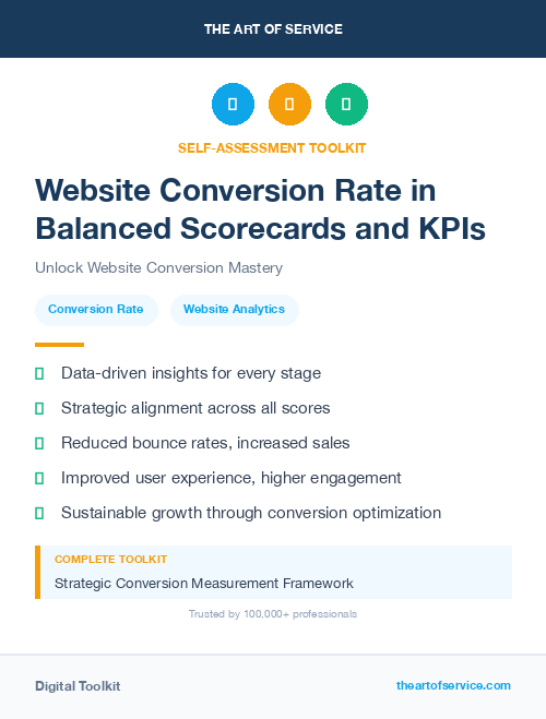 Website Conversion Rate in Balanced Scorecards and KPIs
