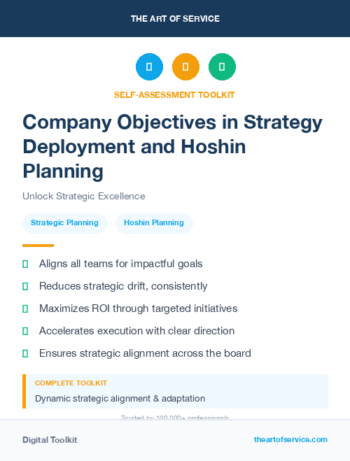 Company Objectives in Strategy Deployment and Hoshin Planning