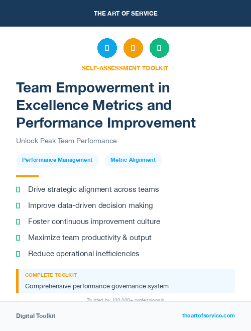 Team Empowerment in Excellence Metrics and Performance Improvement