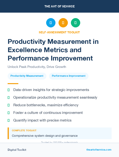 Productivity Measurement in Excellence Metrics and Performance Improvement