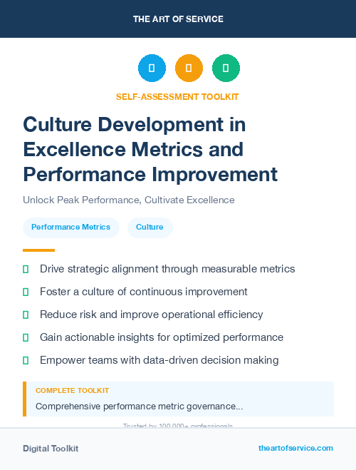 Culture Development in Excellence Metrics and Performance Improvement