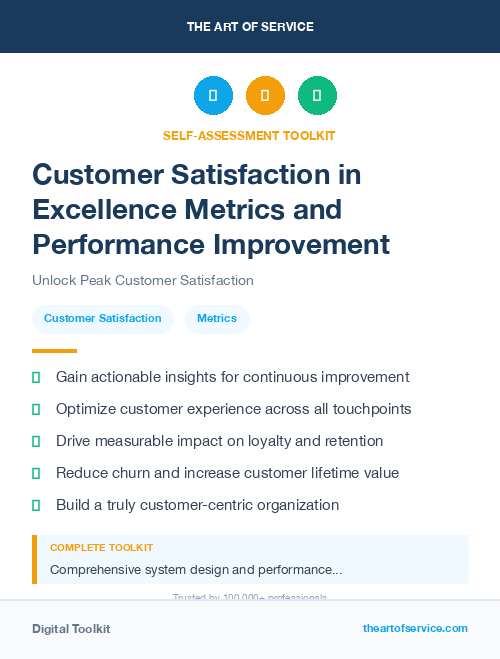 Customer Satisfaction in Excellence Metrics and Performance Improvement
