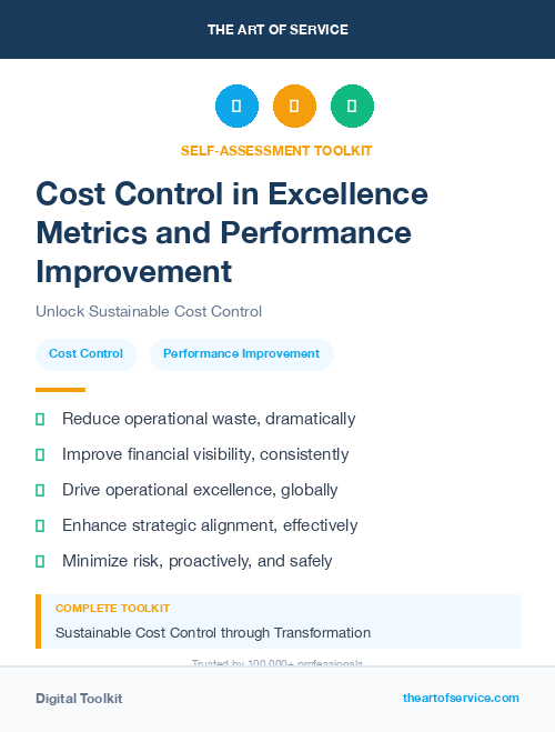 Cost Control in Excellence Metrics and Performance Improvement