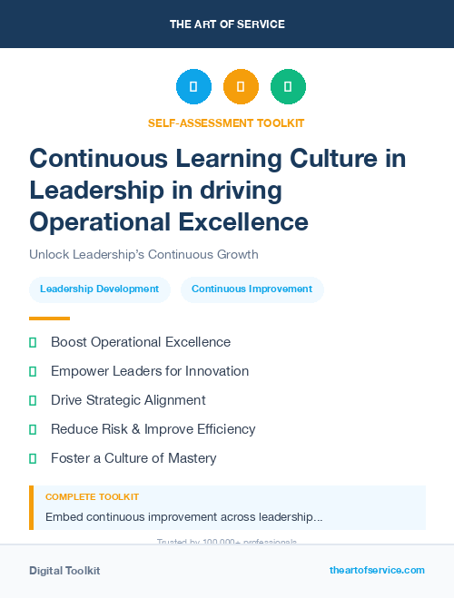 Continuous Learning Culture in Leadership in driving Operational Excellence
