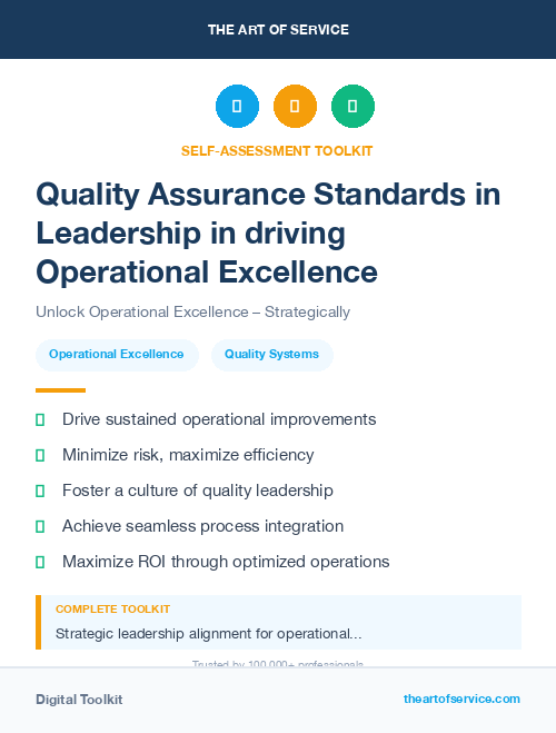 Quality Assurance Standards in Leadership in driving Operational Excellence