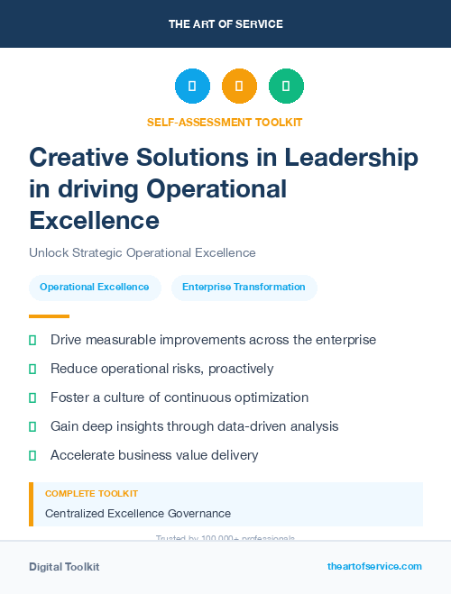 Creative Solutions in Leadership in driving Operational Excellence