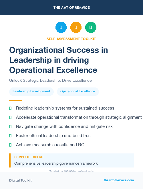 Organizational Success in Leadership in driving Operational Excellence