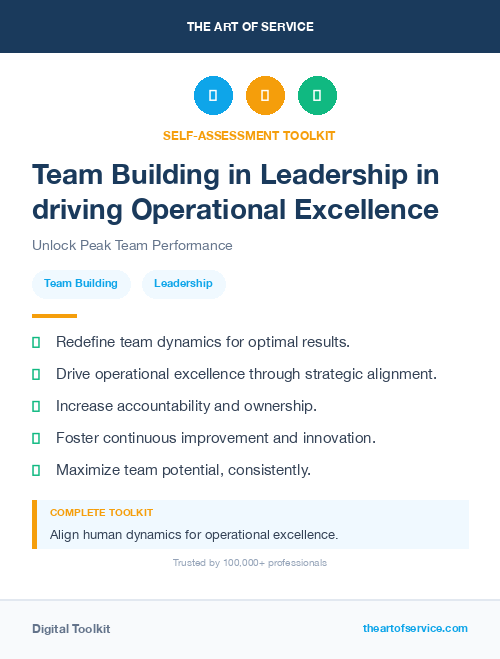 Team Building in Leadership in driving Operational Excellence