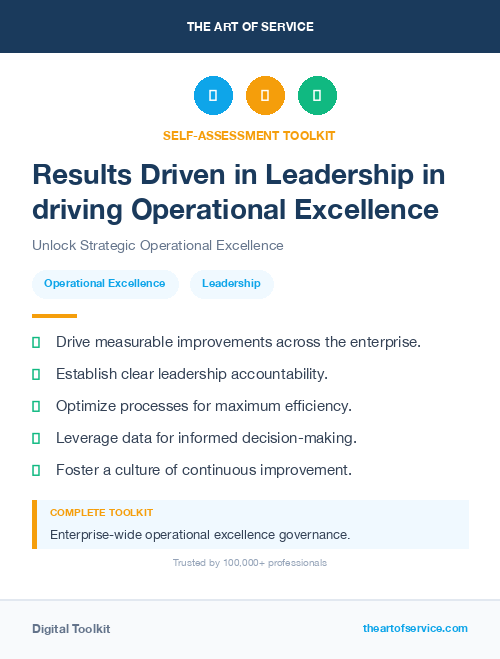 Results Driven in Leadership in driving Operational Excellence