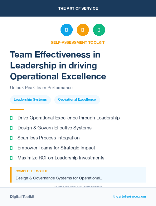 Team Effectiveness in Leadership in driving Operational Excellence