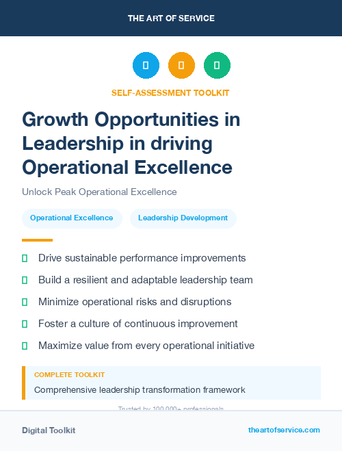 Growth Opportunities in Leadership in driving Operational Excellence