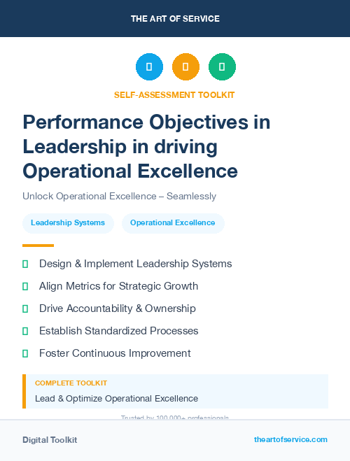 Performance Objectives in Leadership in driving Operational Excellence