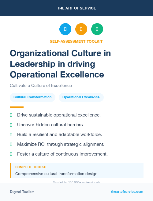 Organizational Culture in Leadership in driving Operational Excellence
