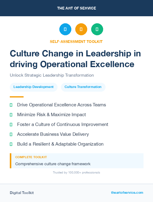 Culture Change in Leadership in driving Operational Excellence