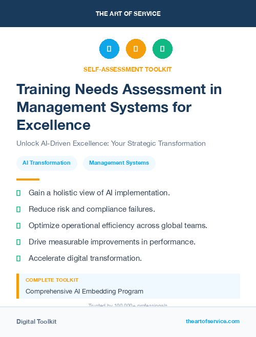 Training Needs Assessment in Management Systems for Excellence