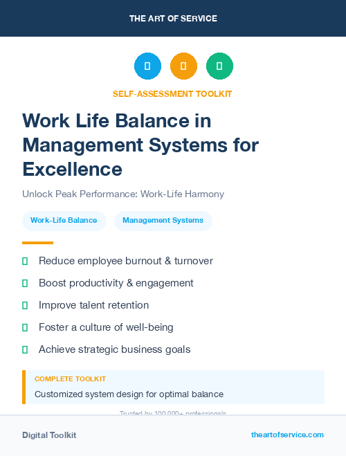 Work Life Balance in Management Systems for Excellence