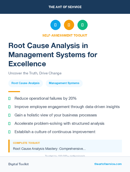 Root Cause Analysis in Management Systems for Excellence