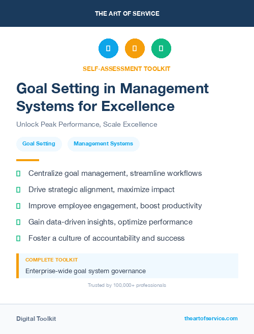 Goal Setting in Management Systems for Excellence