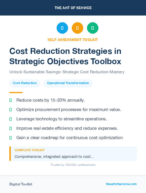 Cost Reduction Strategies in Strategic Objectives Toolbox