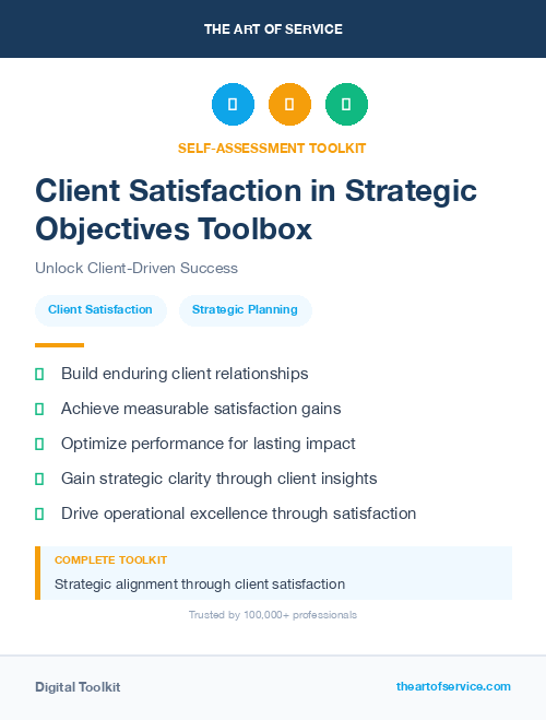 Client Satisfaction in Strategic Objectives Toolbox