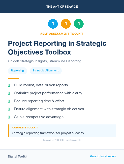 Project Reporting in Strategic Objectives Toolbox