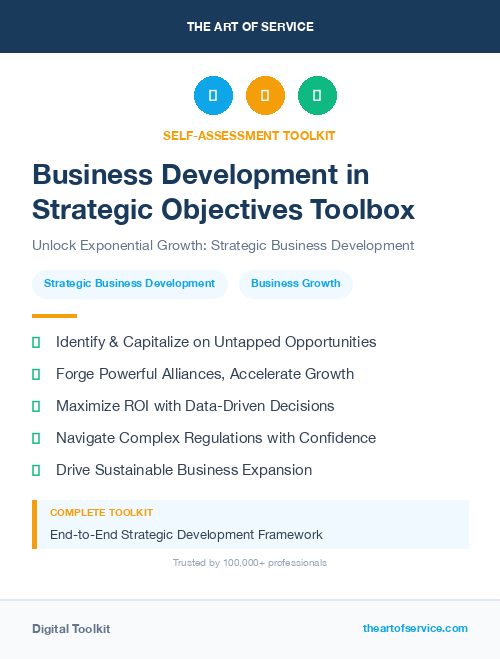 Business Development in Strategic Objectives Toolbox