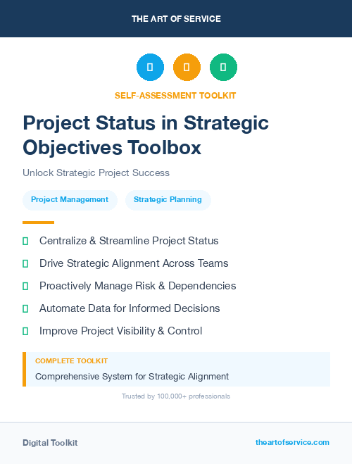 Project Status in Strategic Objectives Toolbox