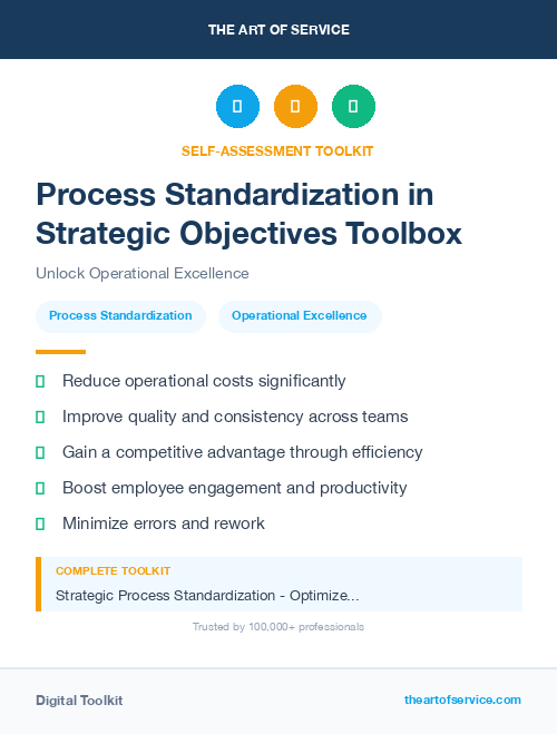 Process Standardization in Strategic Objectives Toolbox