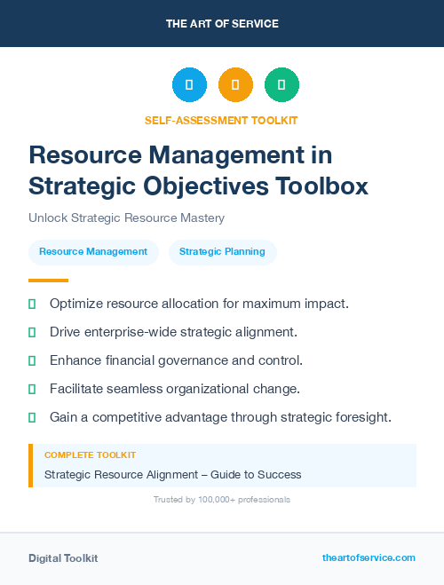 Resource Management in Strategic Objectives Toolbox