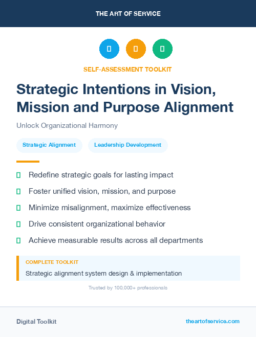Strategic Intentions in Vision, Mission and Purpose Alignment
