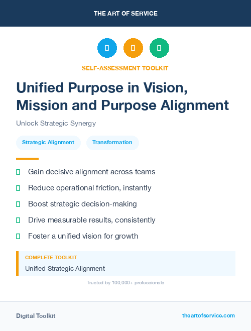 Unified Purpose in Vision, Mission and Purpose Alignment