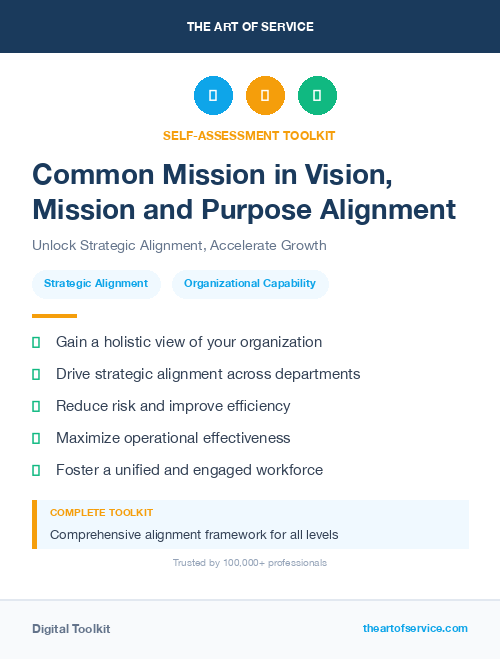 Common Mission in Vision, Mission and Purpose Alignment