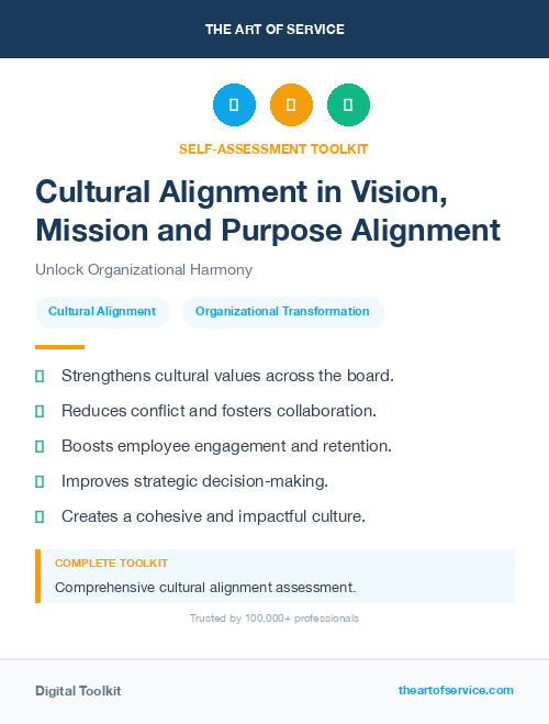 Cultural Alignment in Vision, Mission and Purpose Alignment